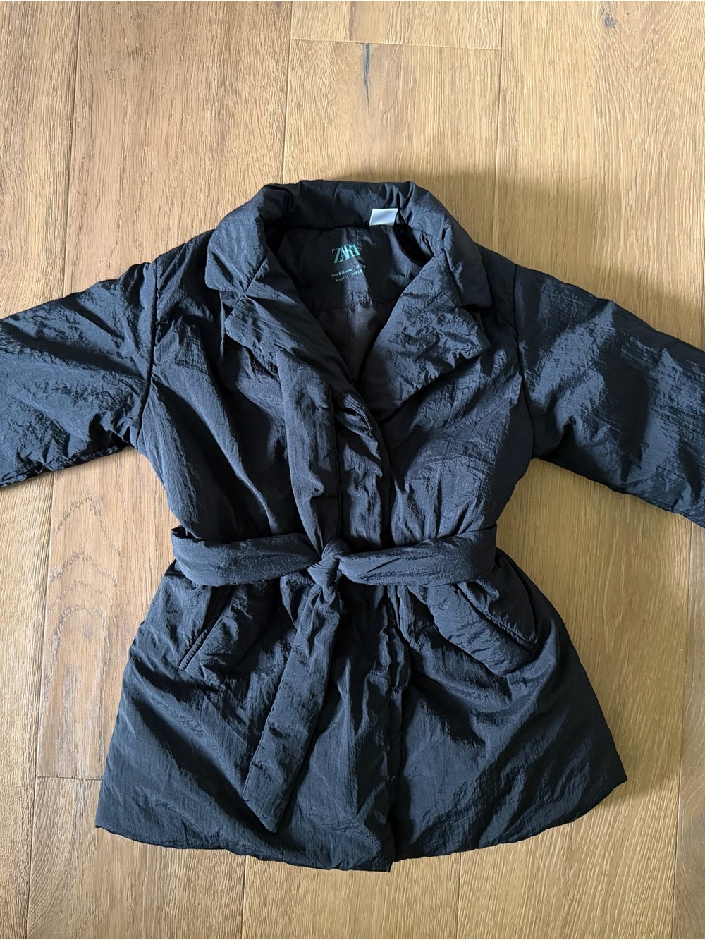 ZARA Black Belted Puffer Coat